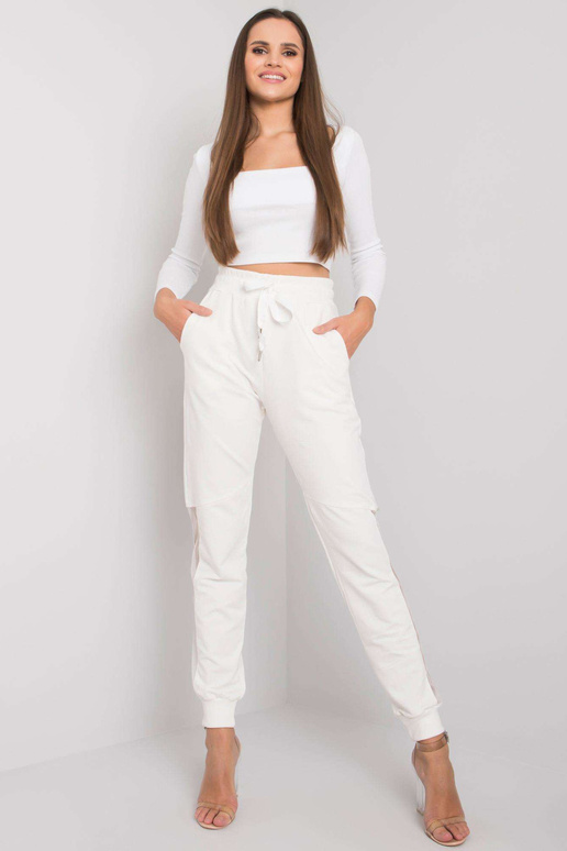 Ecru bavlněné tepláky Susan