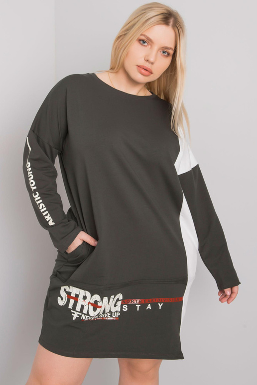 Tmavá khaki bavlněná tunika větší...