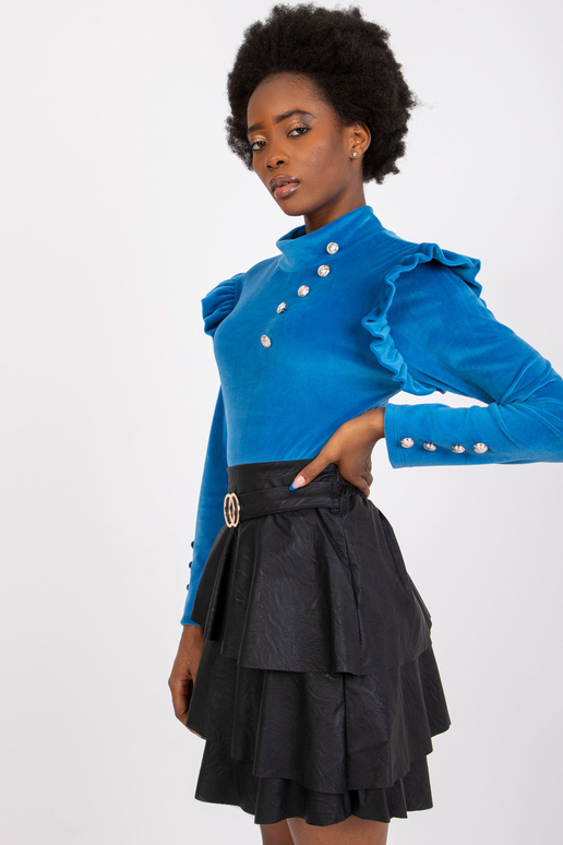 Tmavě modrá velurová halenka s Capri...