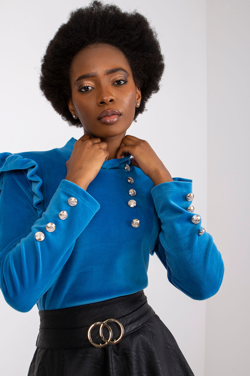 Tmavě modrá velurová halenka s Capri...