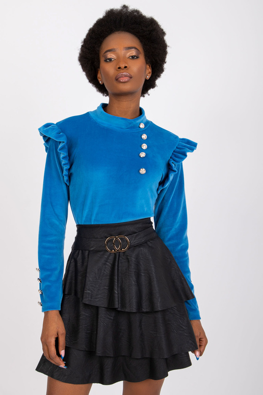 Tmavě modrá velurová halenka s Capri...