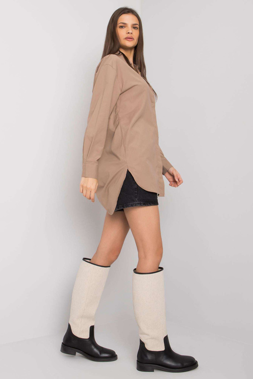 Tmavě béžová bavlněná košile Terra