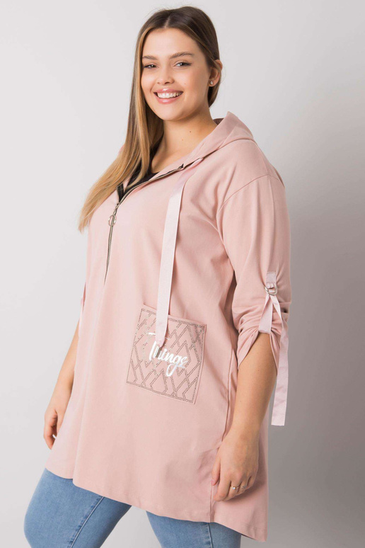 Špinavě růžová plus size mikina na...