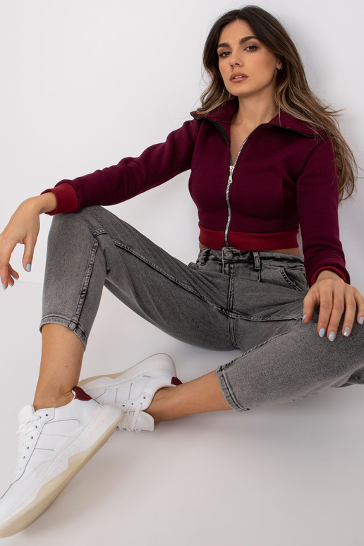 Vínová krátká kardiganová mikina Ann... Vínová krátká kardiganová mikina Ann...