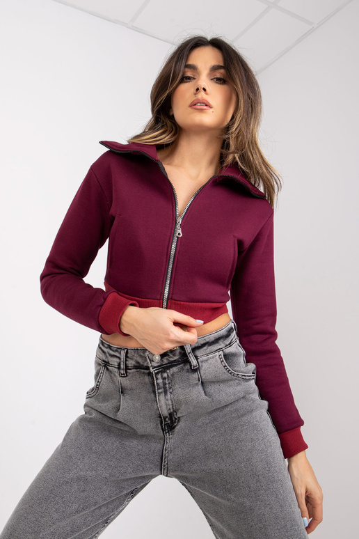 Vínová krátká kardiganová mikina Ann... Vínová krátká kardiganová mikina Ann...