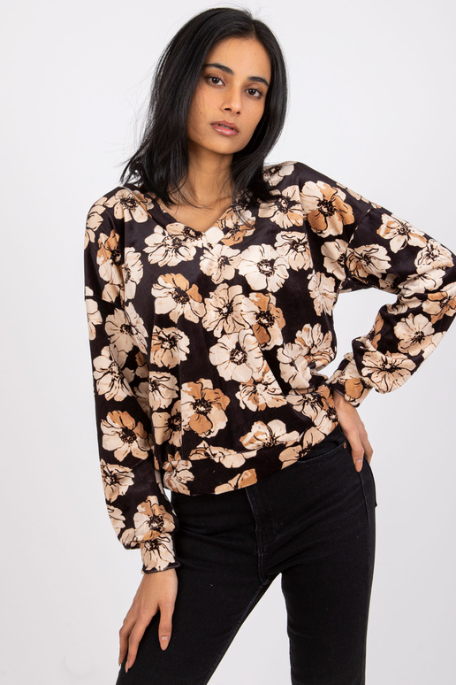 Černo-béžová velurová halenka s... Černo-béžová velurová halenka s...