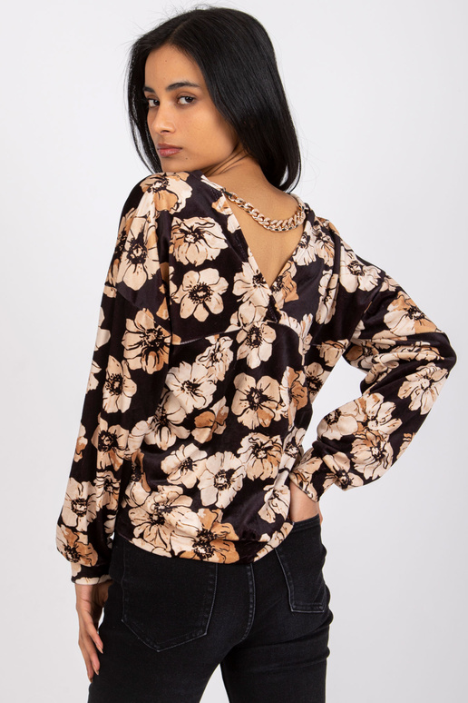 Černo-béžová velurová halenka s... Černo-béžová velurová halenka s...