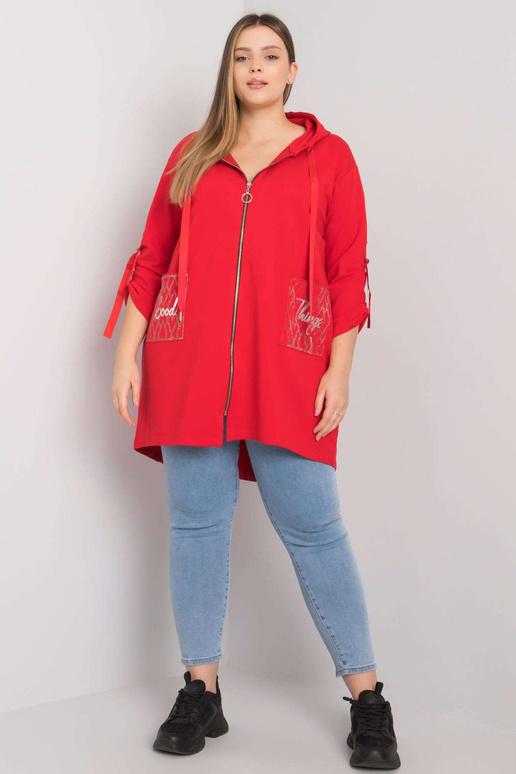 Červená mikina Zurich Plus Size na zip