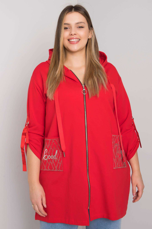Červená mikina Zurich Plus Size na zip