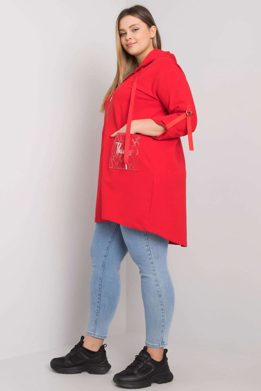 Červená mikina Zurich Plus Size na zip