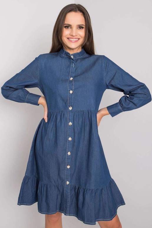 Tmavě modré šaty s volánem Sophia RUE...