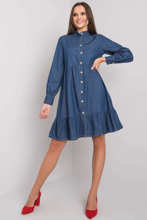 Tmavě modré šaty s volánem Sophia RUE...