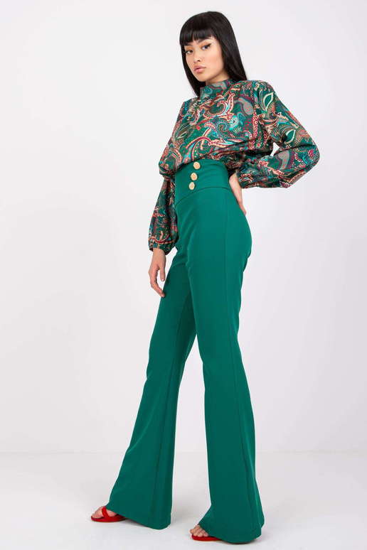 Zelené elegantní kalhoty s převýšením...