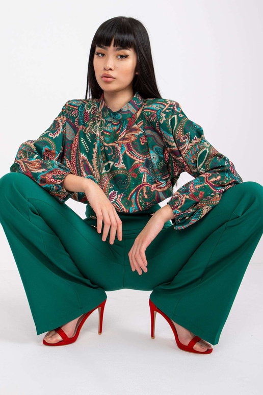 Zelené elegantní kalhoty s převýšením...