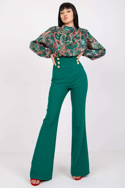 Zelené elegantní kalhoty s převýšením...