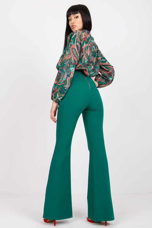 Zelené elegantní kalhoty s převýšením...