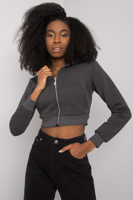 Tmavě šedá melanžová krátká mikina... Tmavě šedá melanžová krátká mikina...