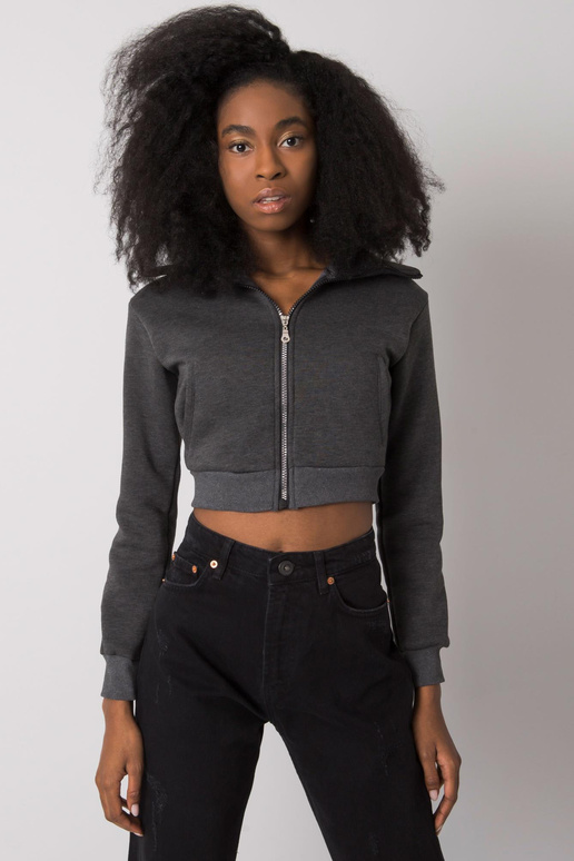 Tmavě šedá melanžová krátká mikina... Tmavě šedá melanžová krátká mikina...