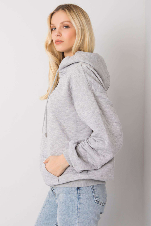 Šedá melanžová mikina s prošíváním...