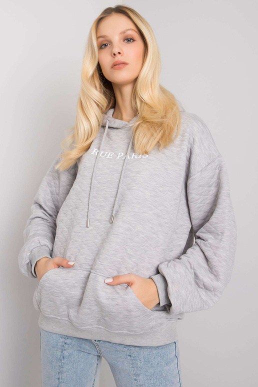 Šedá melanžová mikina s prošíváním...
