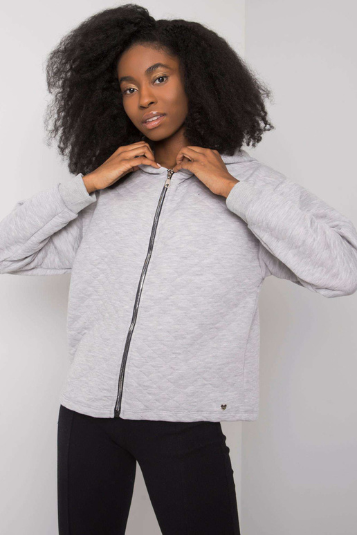 Šedá melanžová prošívaná mikina basic...
