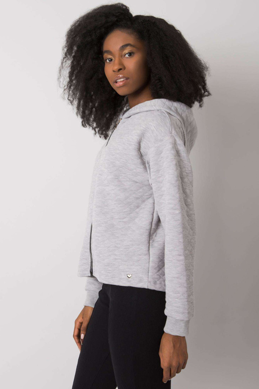 Šedá melanžová prošívaná mikina basic...