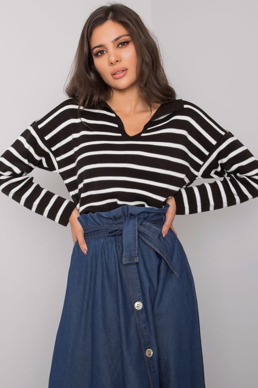 Černý pruhovaný svetr Evanston RUE PARIS