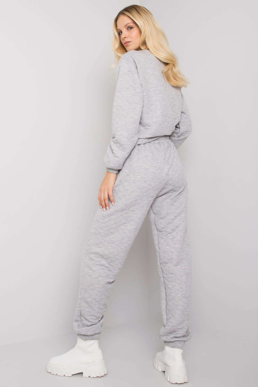 Šedé melanžové tepláky s prošíváním...