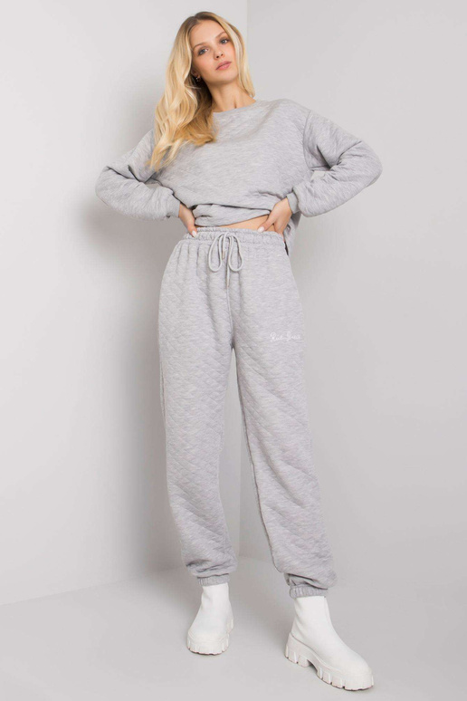 Šedé melanžové tepláky s prošíváním...