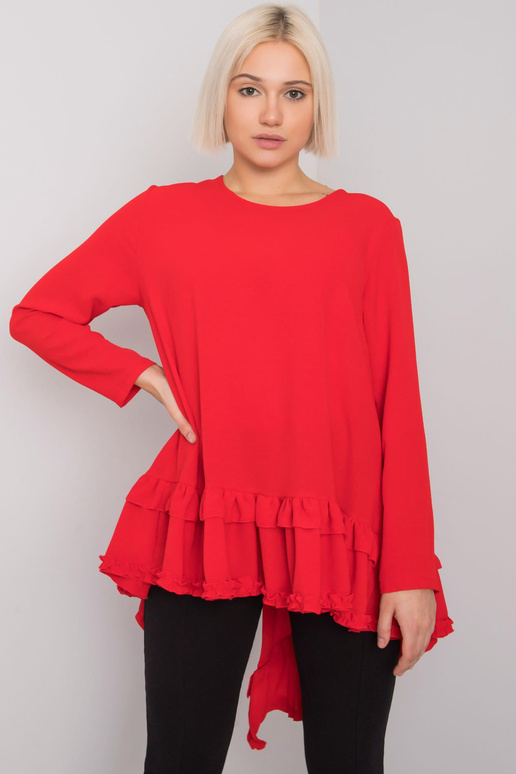 Červená halenka s volánem Tracy RUE...