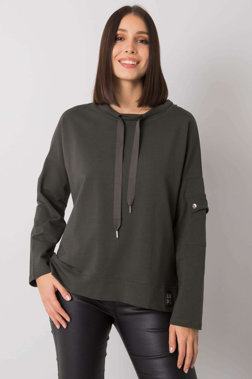 Tmavá khaki halenka větší velikosti s... Tmavá khaki halenka větší velikosti s...