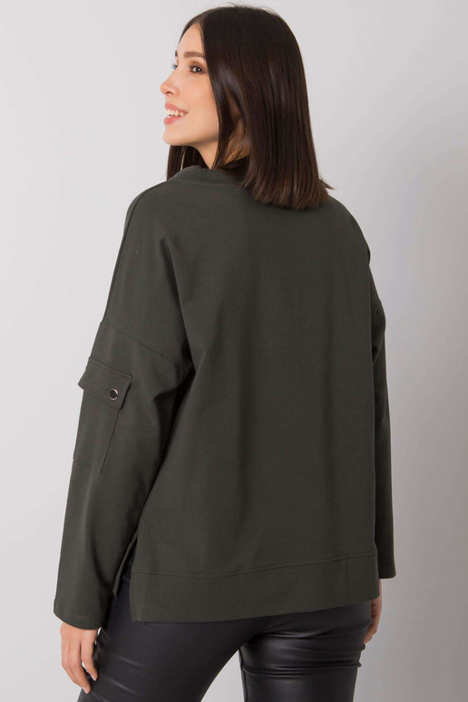 Tmavá khaki halenka větší velikosti s... Tmavá khaki halenka větší velikosti s...