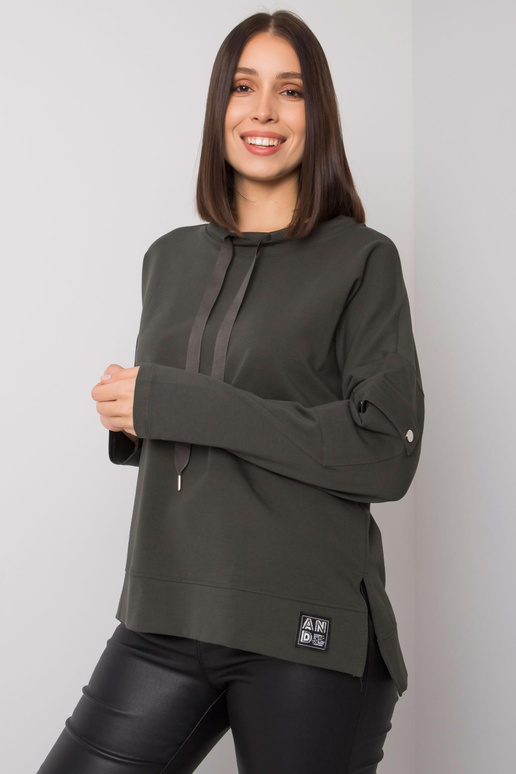 Tmavá khaki halenka větší velikosti s... Tmavá khaki halenka větší velikosti s...