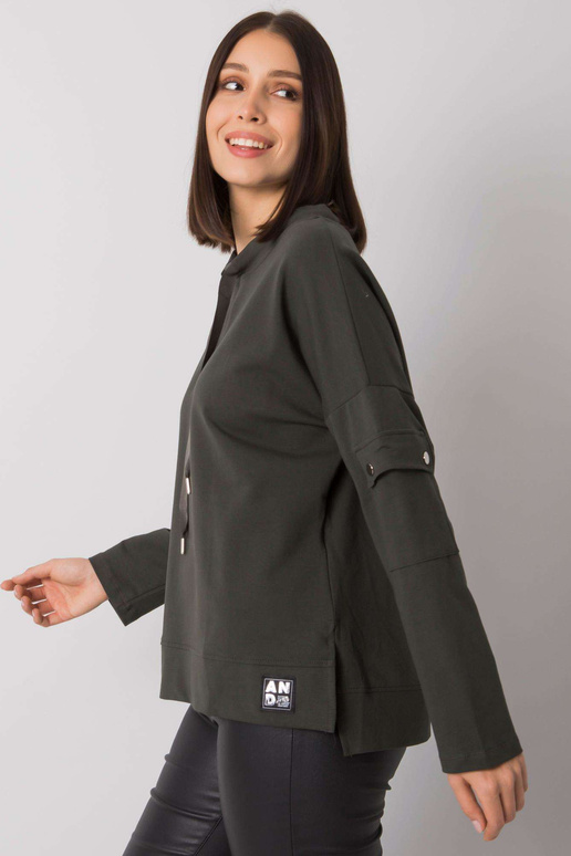 Tmavá khaki halenka větší velikosti s... Tmavá khaki halenka větší velikosti s...