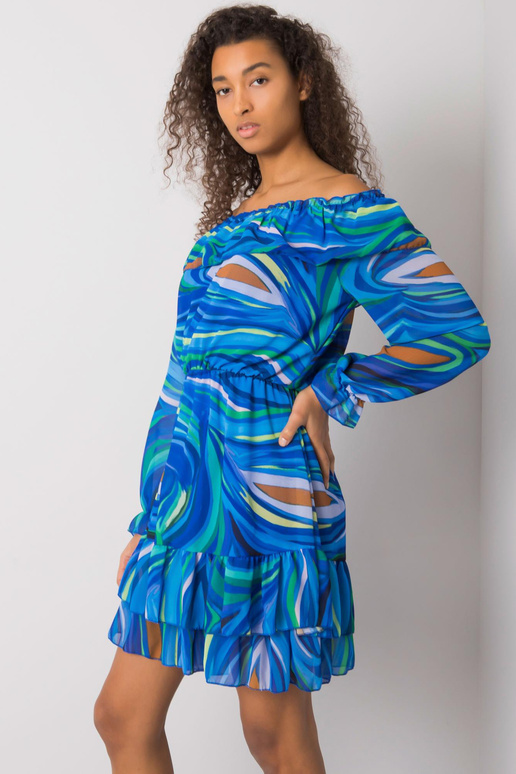 Modré španělské šaty Edmonton s volánky