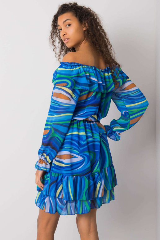 Modré španělské šaty Edmonton s volánky