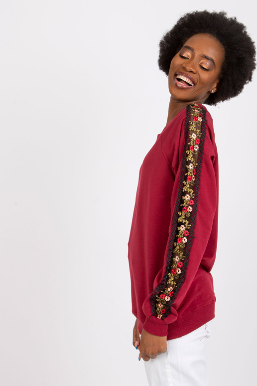 Vínová mikina s ozdobnými rukávy...