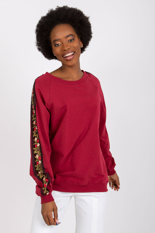 Vínová mikina s ozdobnými rukávy...