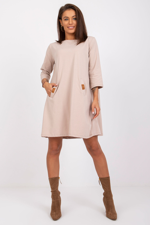 Světle béžové šaty s kapsami Dalenne