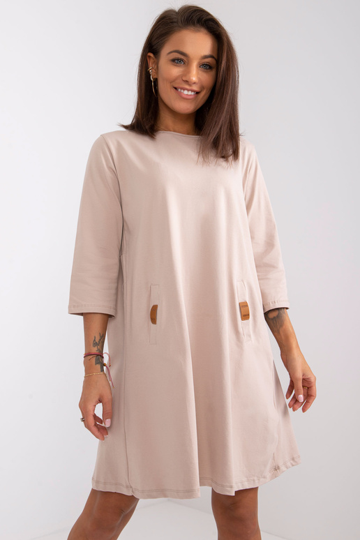 Světle béžové šaty s kapsami Dalenne