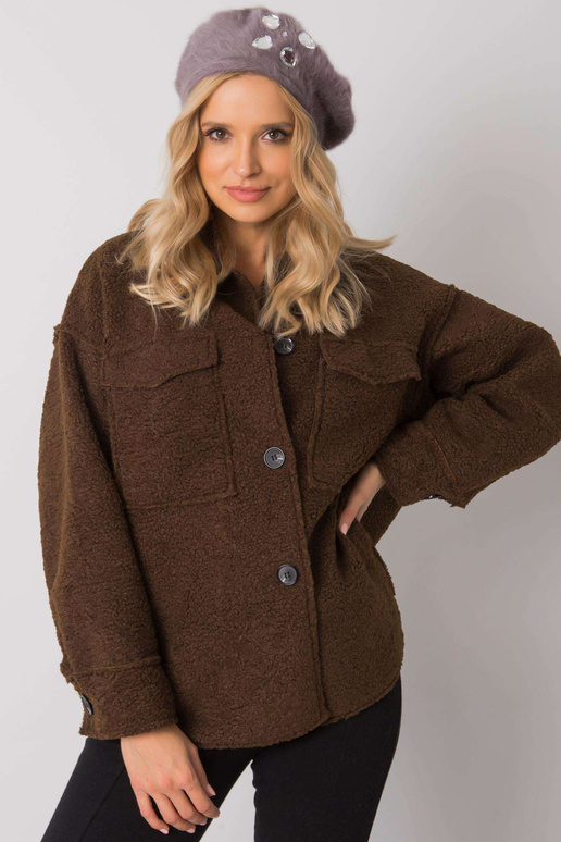 Tmavě fialový dámský baret s nášivkou