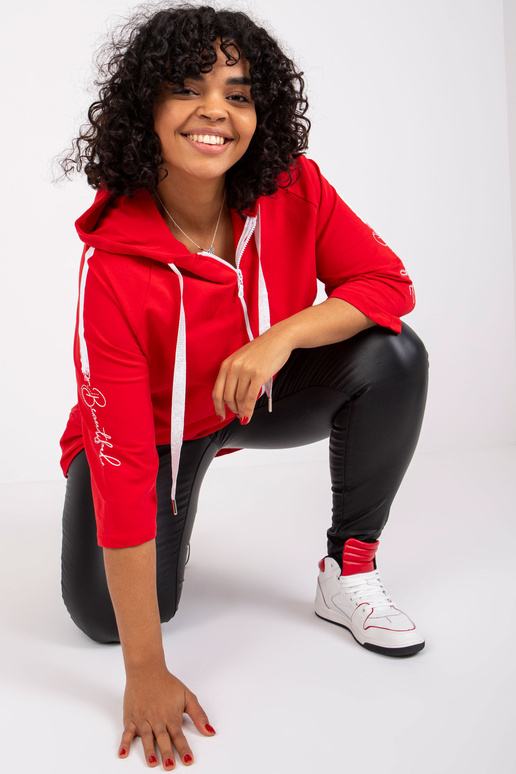 Miley červená mikina plus size bavlna Miley červená mikina plus size bavlna