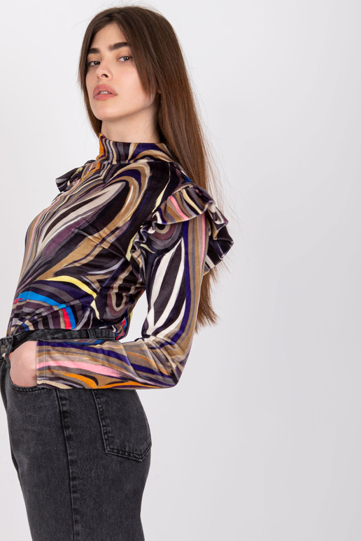 Černá velurová blůza s dlouhým rukávem