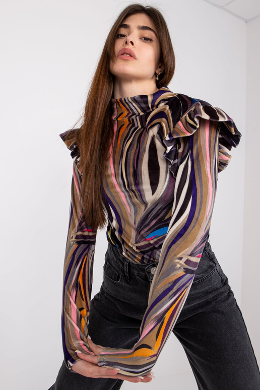 Černá velurová blůza s dlouhým rukávem