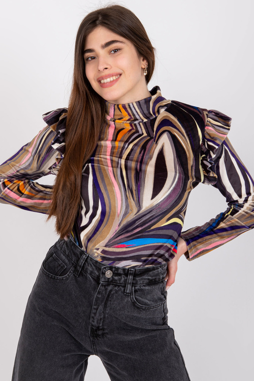 Černá velurová blůza s dlouhým rukávem