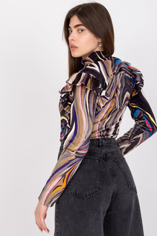 Černá velurová blůza s dlouhým rukávem