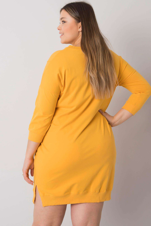 Žluté šaty velké velikosti s kapsami...