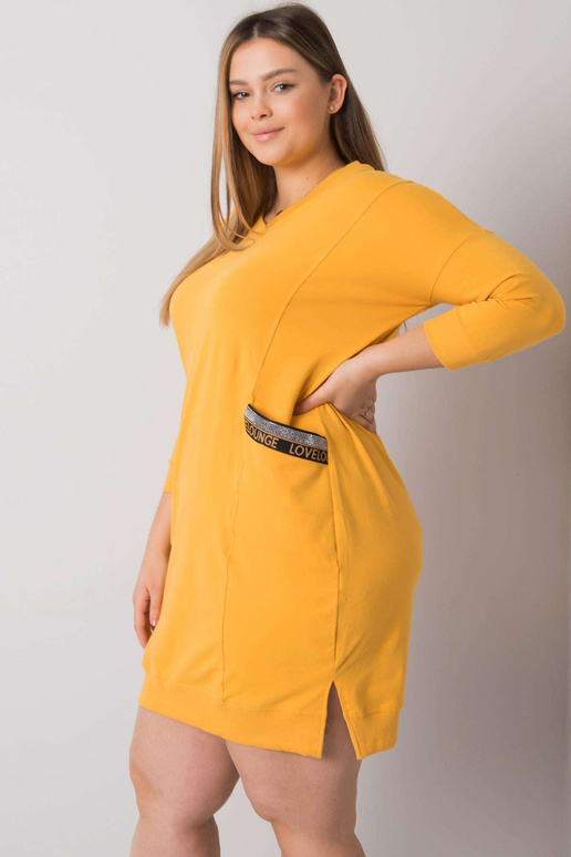 Žluté šaty velké velikosti s kapsami...