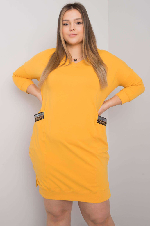 Žluté šaty velké velikosti s kapsami...