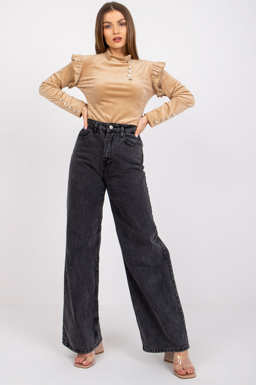 Tmavě béžová velurová halenka s...